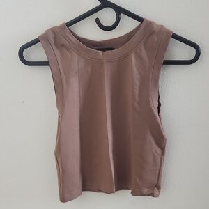 Moa Moa Tan Sleeveless Cropped Tank Top